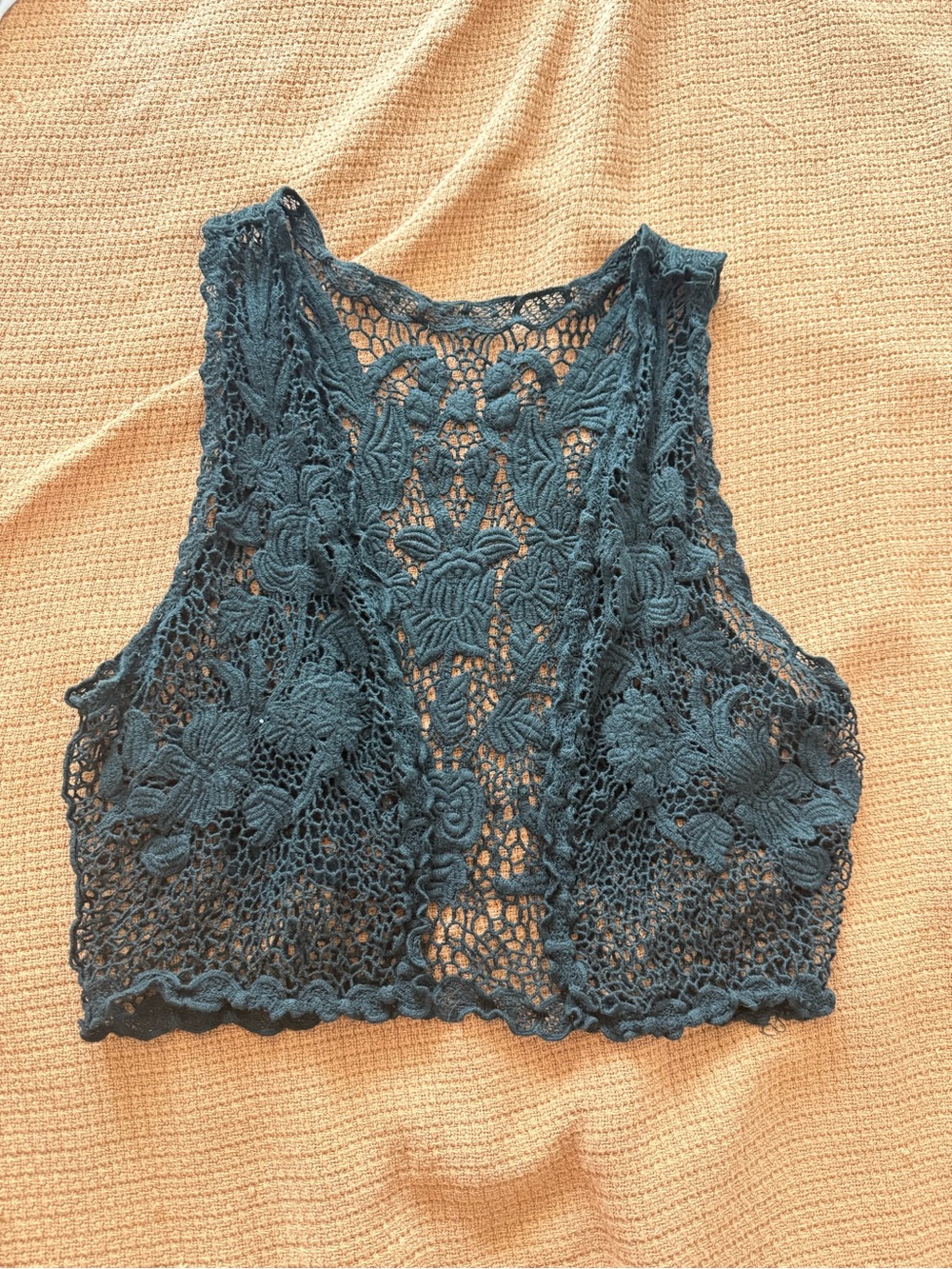 Black Crochet Lace Vest